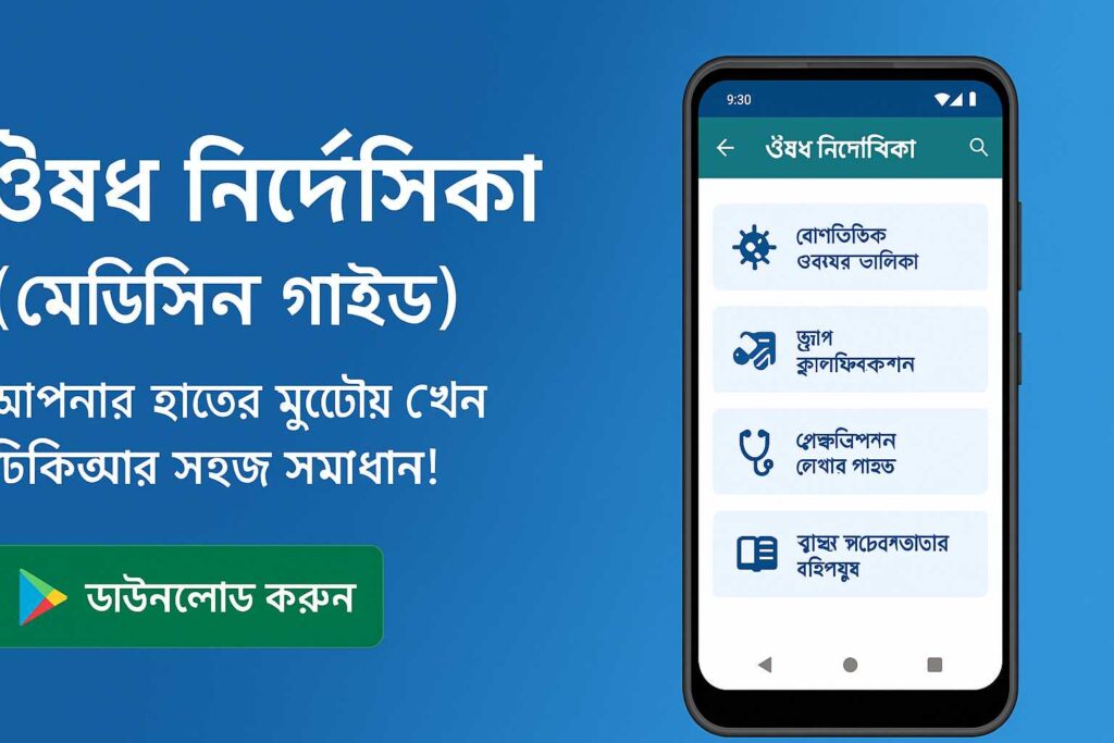 ঔষধ নির্দেশিকা (মেডিসিন গাইড) অ্যাপে পাবেন বাংলা ভাষায় ওষুধের নাম, ব্যবহার